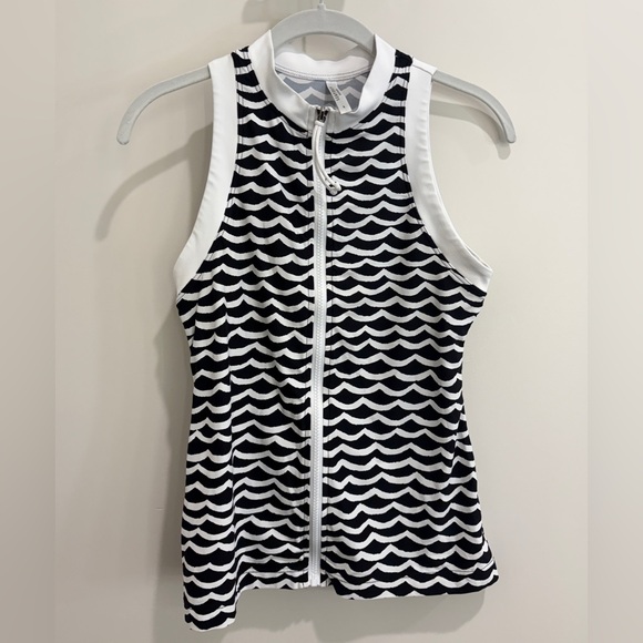Seafolly Australia Zip Front Rash Guard Swim Vest – Tidal Wave- Size S 🌊🖤🤍 - Picture 3 of 9